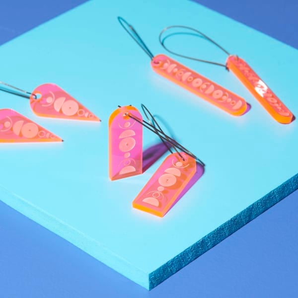 Hook earrings acrylic neon pink