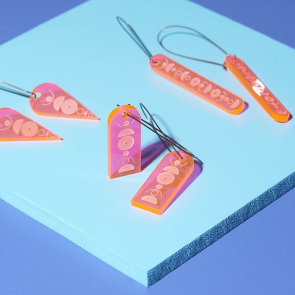 Hook earrings acrylic neon pink