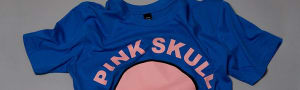 Hand screen printed PINK SKULL AS Colour Paper Tee