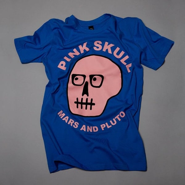 Hand screen printed PINK SKULL AS Colour Paper Tee