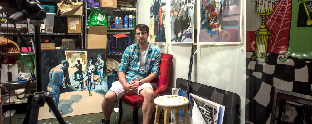 Artist in his studio
