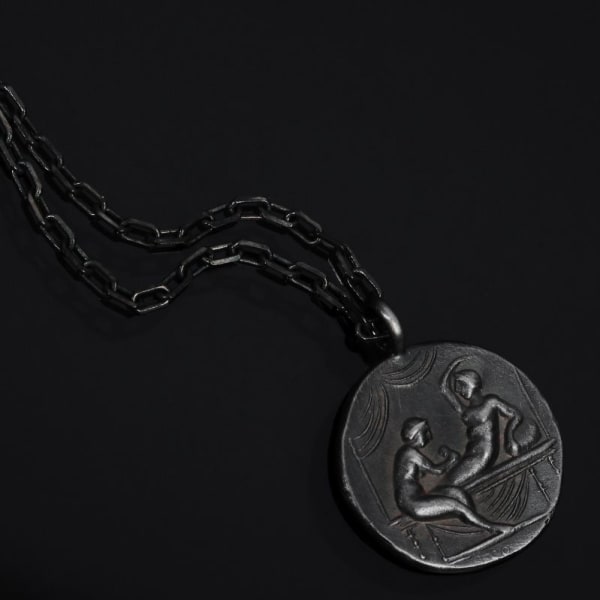 Necklace ancient erotic queer art pendant